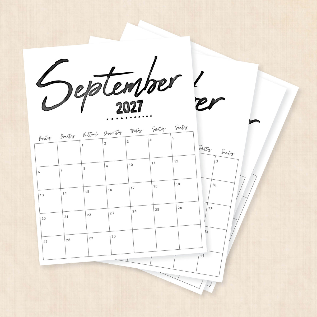 kalender 2027 zum ausdrucken