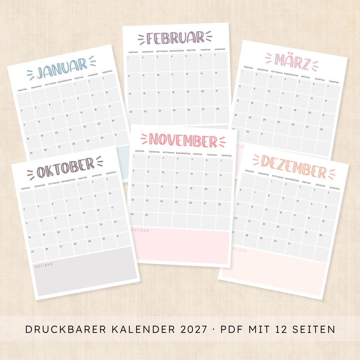 kalender 2027 zum ausdrucken