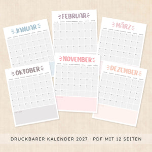 kalender 2027 zum ausdrucken