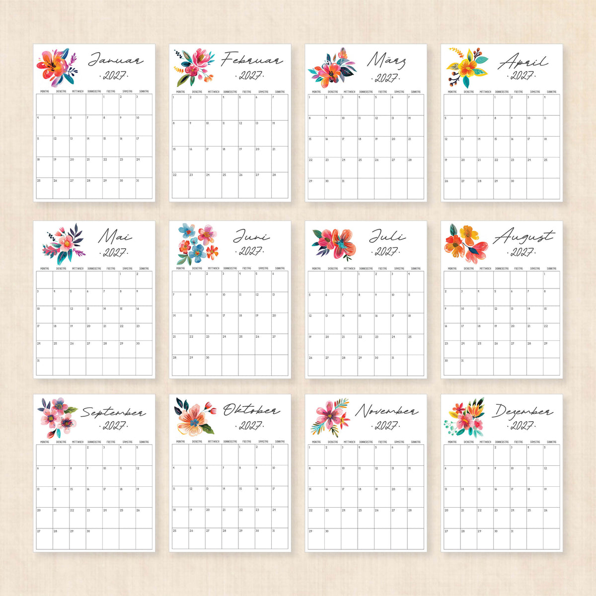 kalender 2027 zum ausdrucken