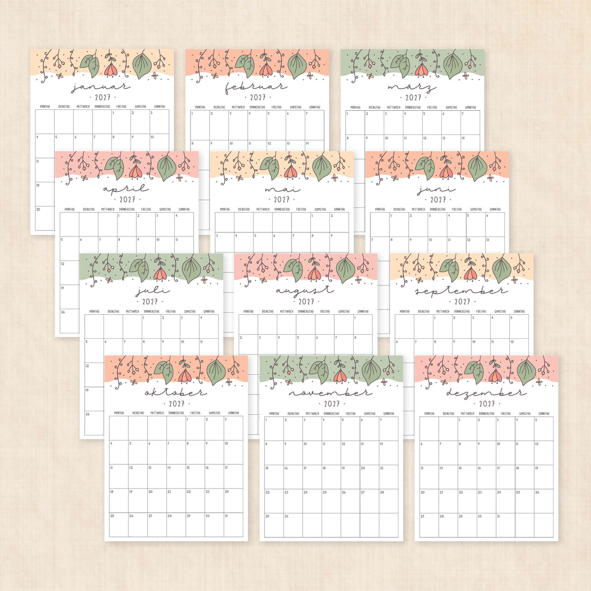 kalender 2027 zum ausdrucken