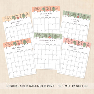kalender 2027 zum ausdrucken