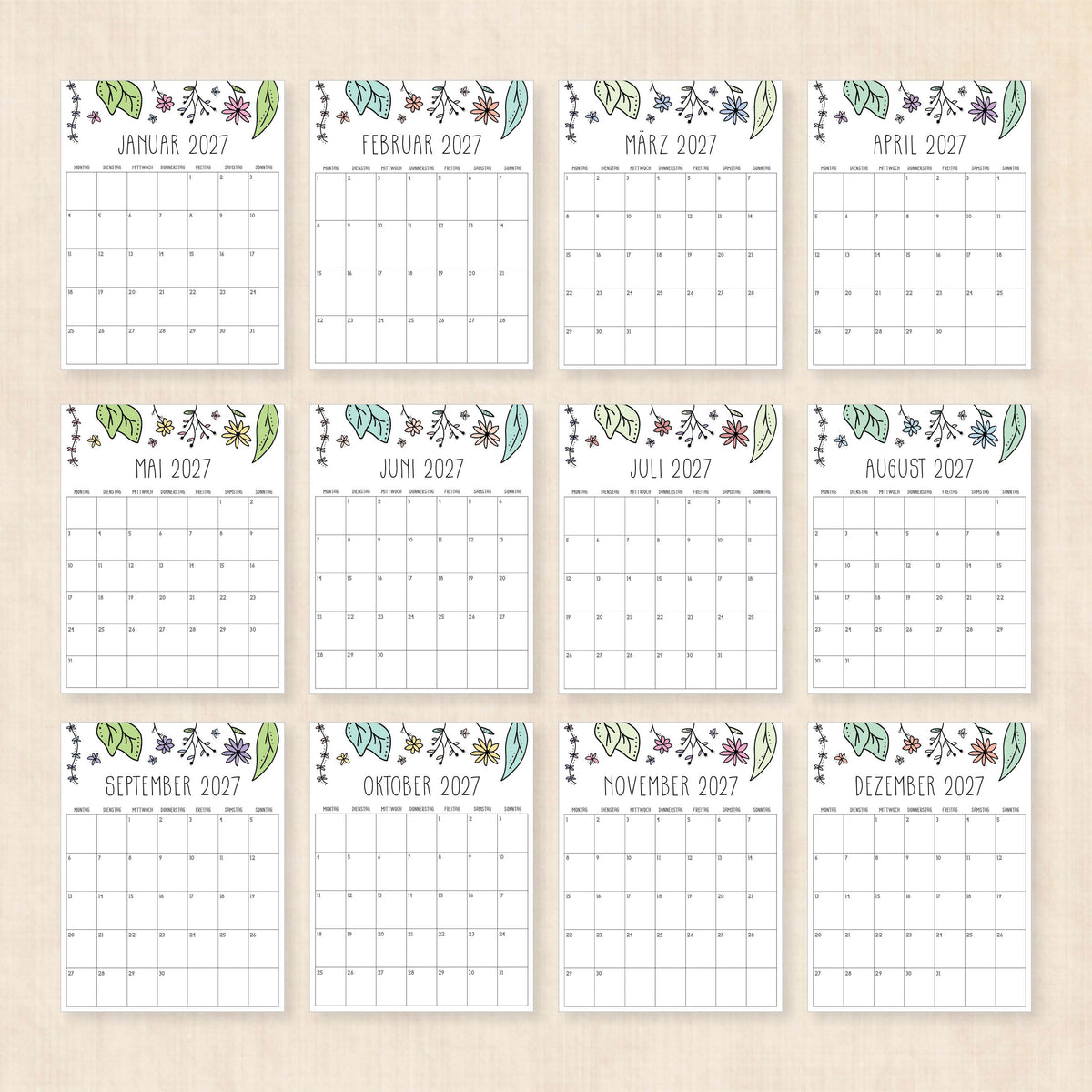 kalender 2027 zum ausdrucken