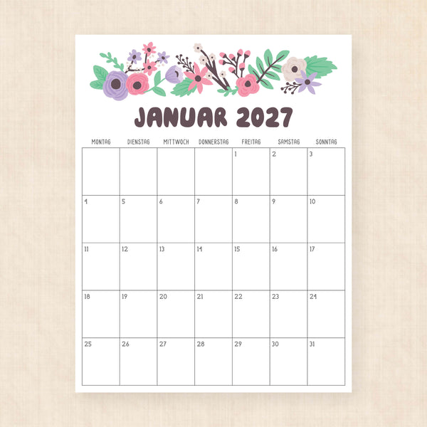 kalender 2027 zum ausdrucken
