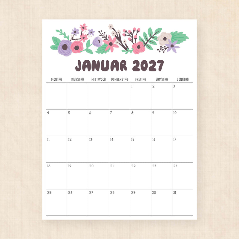 kalender 2027 zum ausdrucken