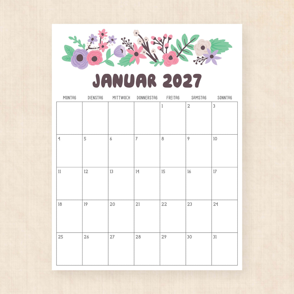 kalender 2027 zum ausdrucken