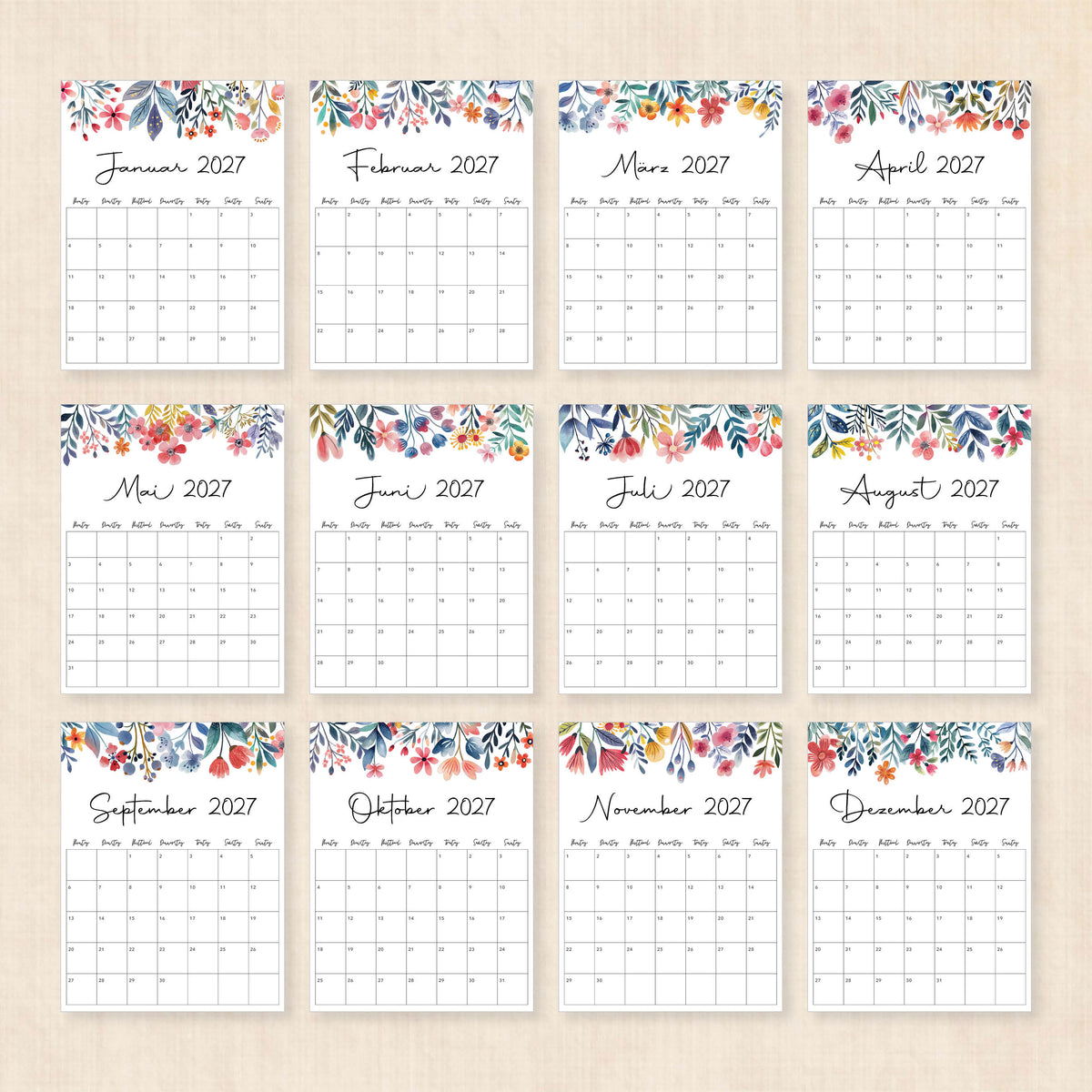 kalender 2027 zum ausdrucken