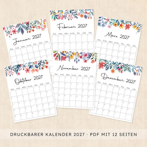kalender 2027 zum ausdrucken