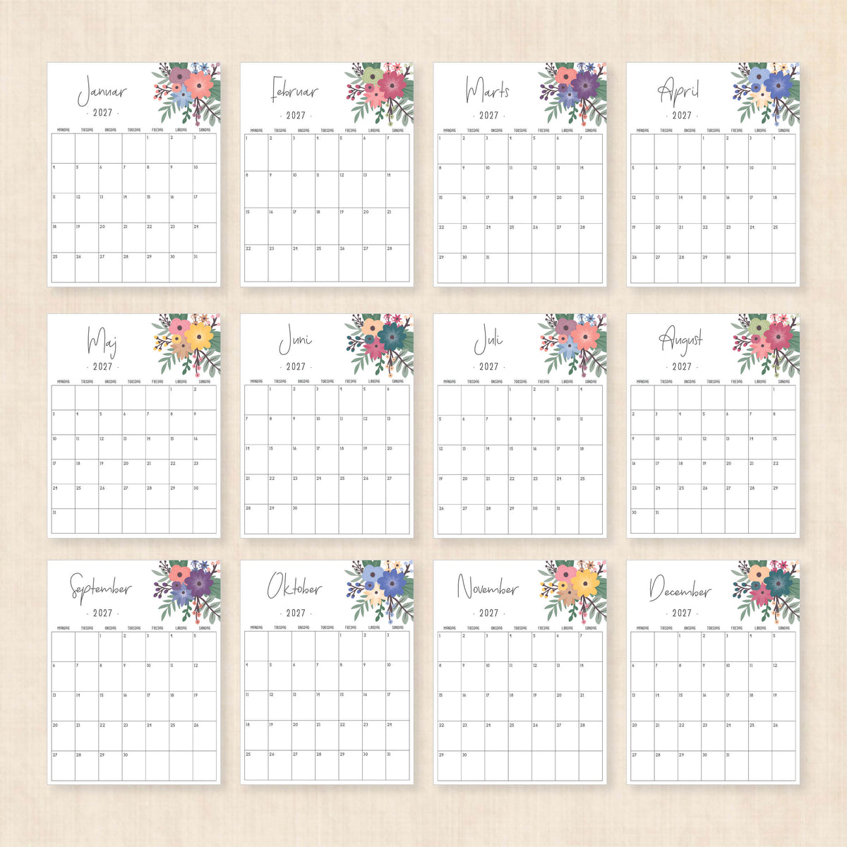 Kalender 2027 print selv