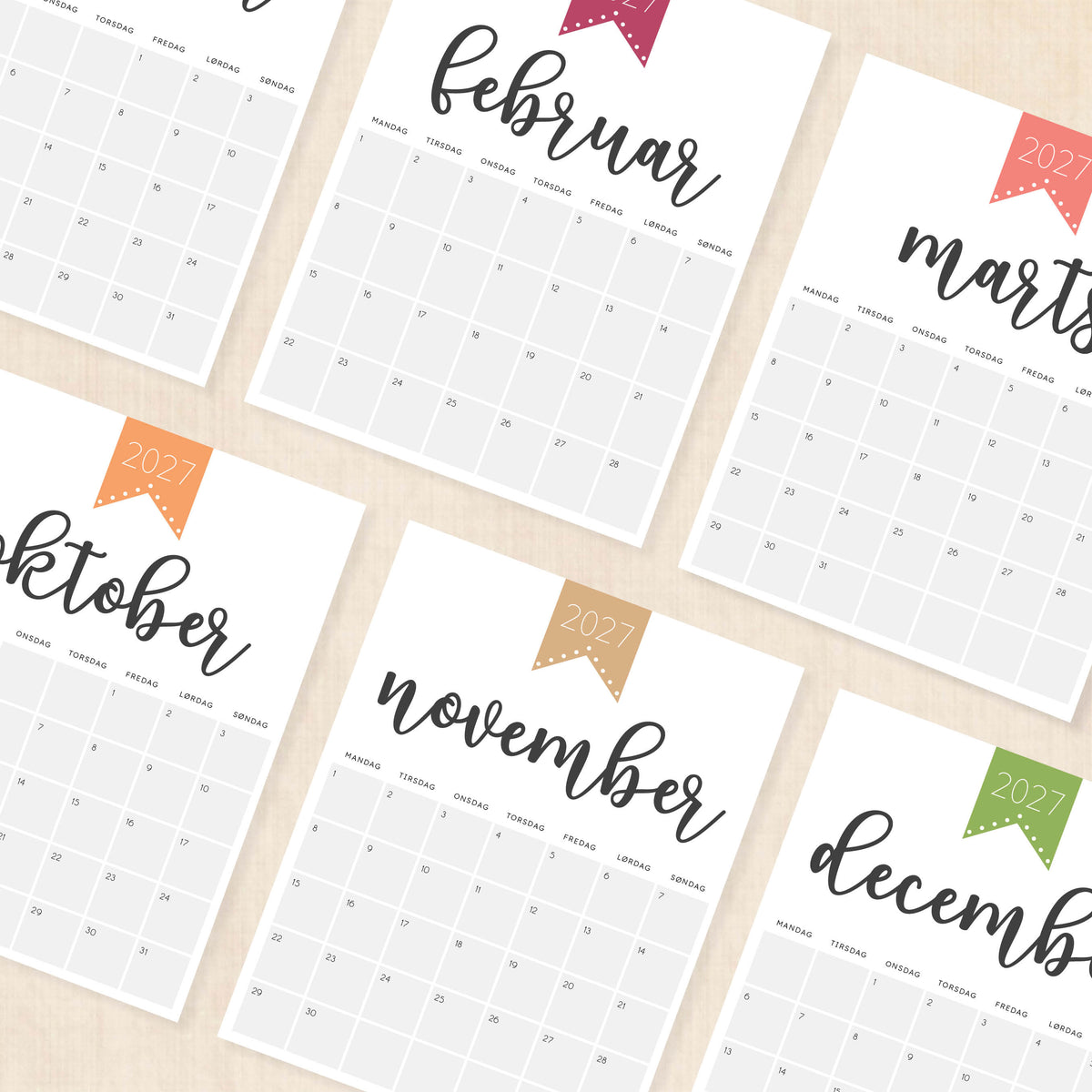 Kalender 2027 print selv