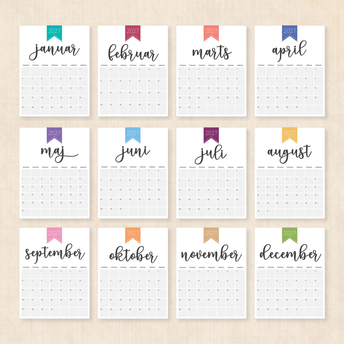 Kalender 2027 print selv