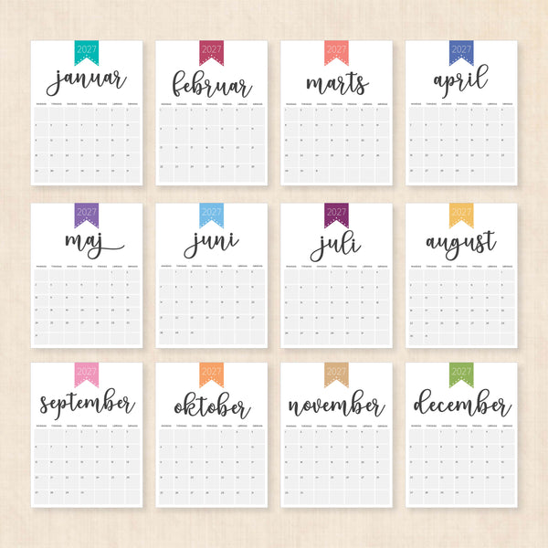 Kalender 2027 print selv