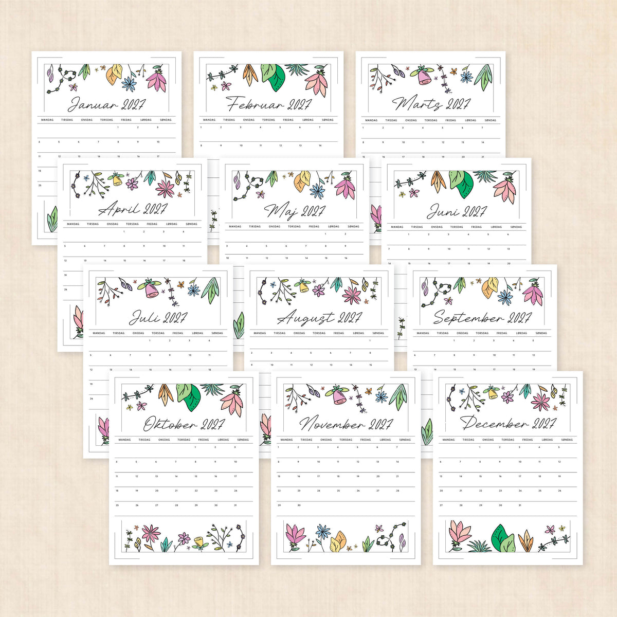 Kalender 2027 print selv