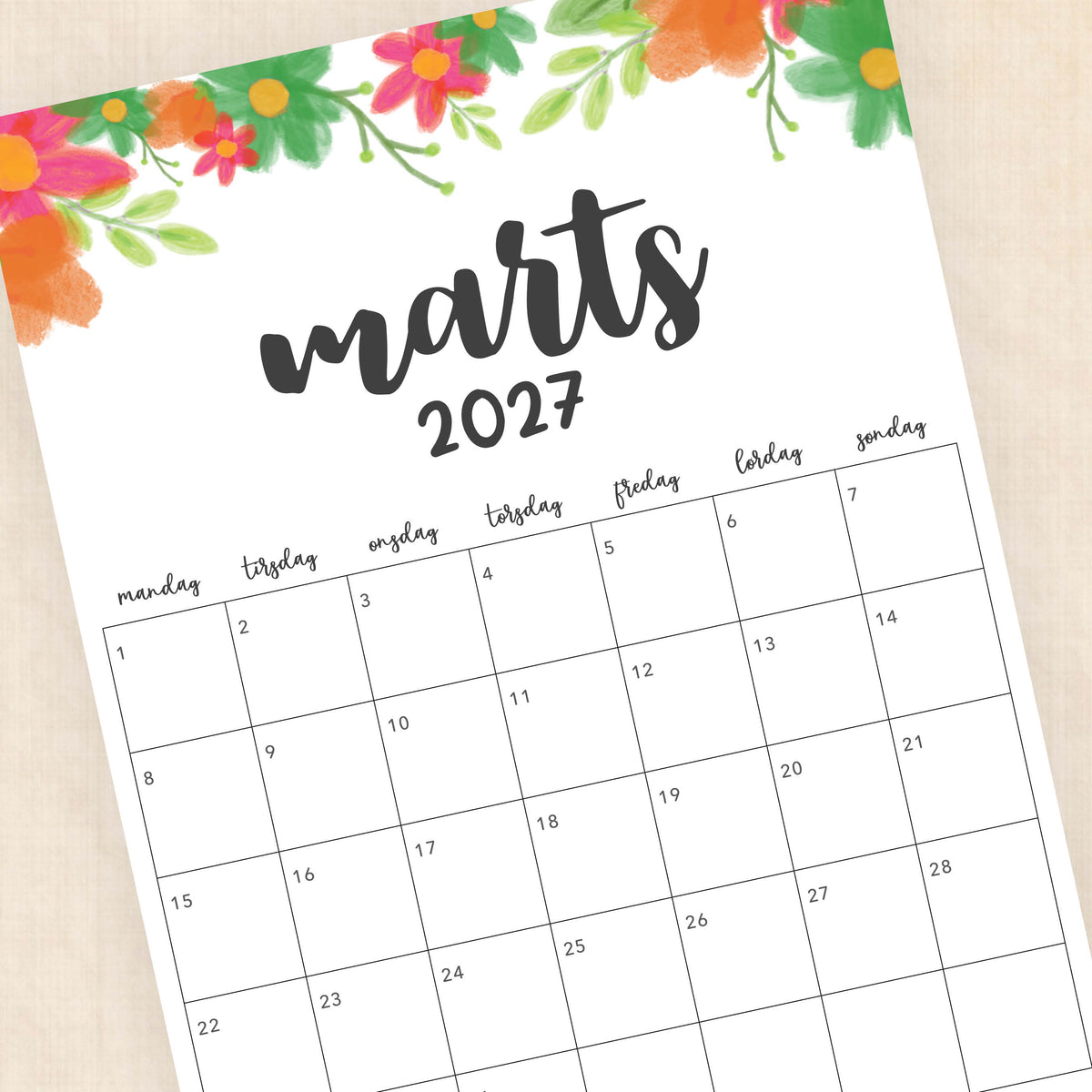 Kalender 2027 print selv