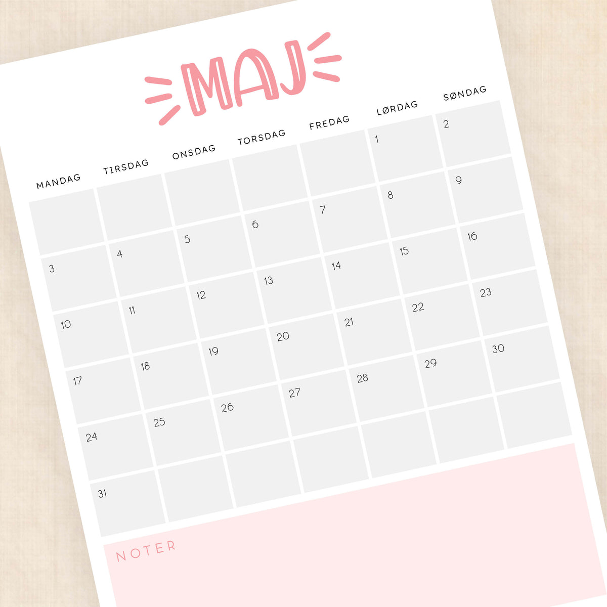 Kalender 2027 print selv