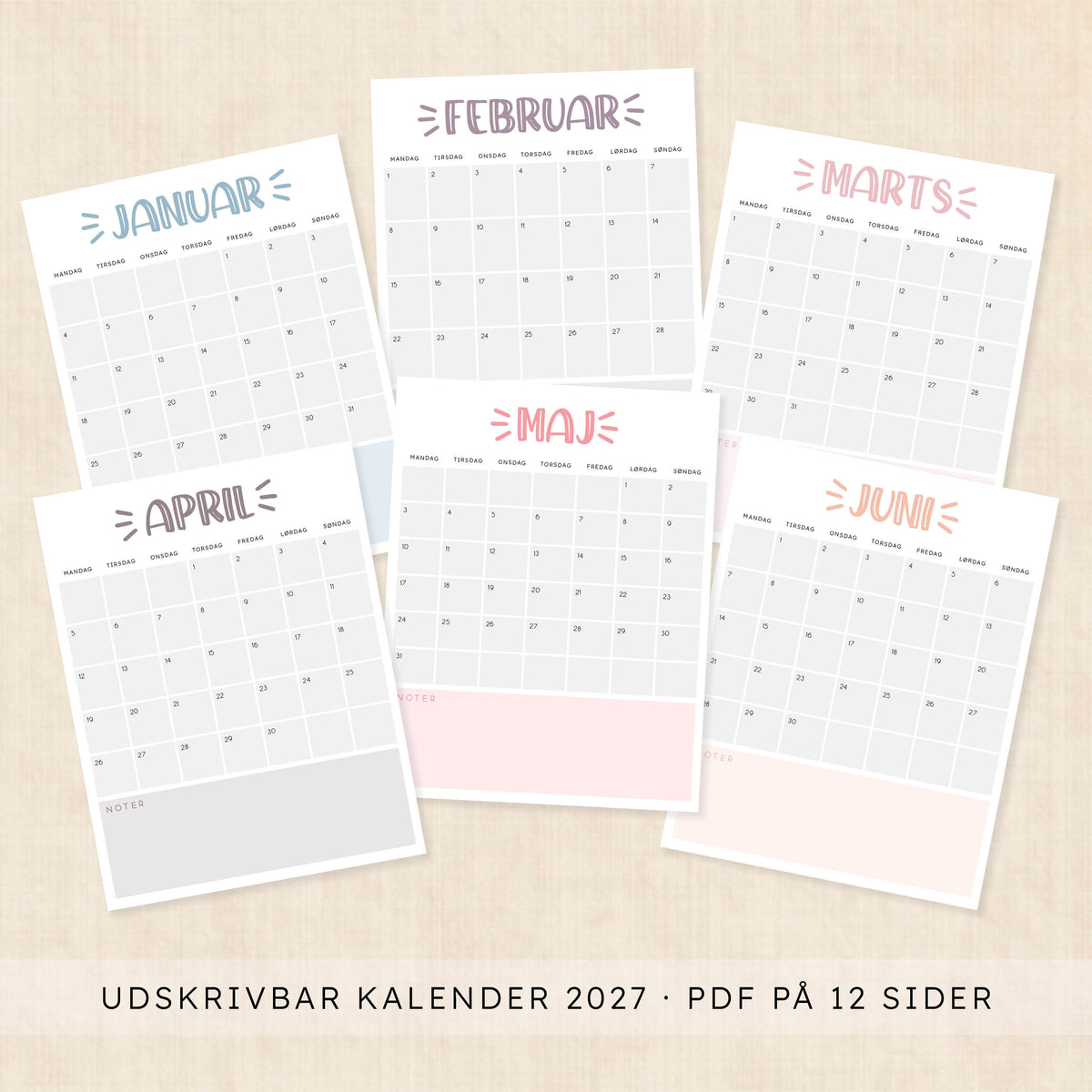 Kalender 2027 print selv