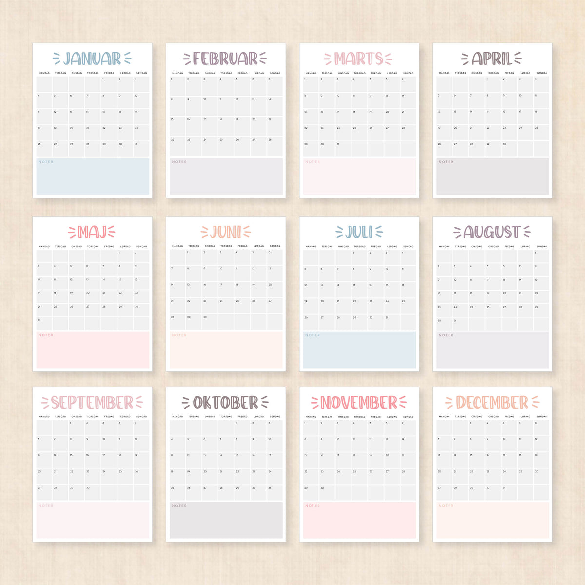 Kalender 2027 print selv