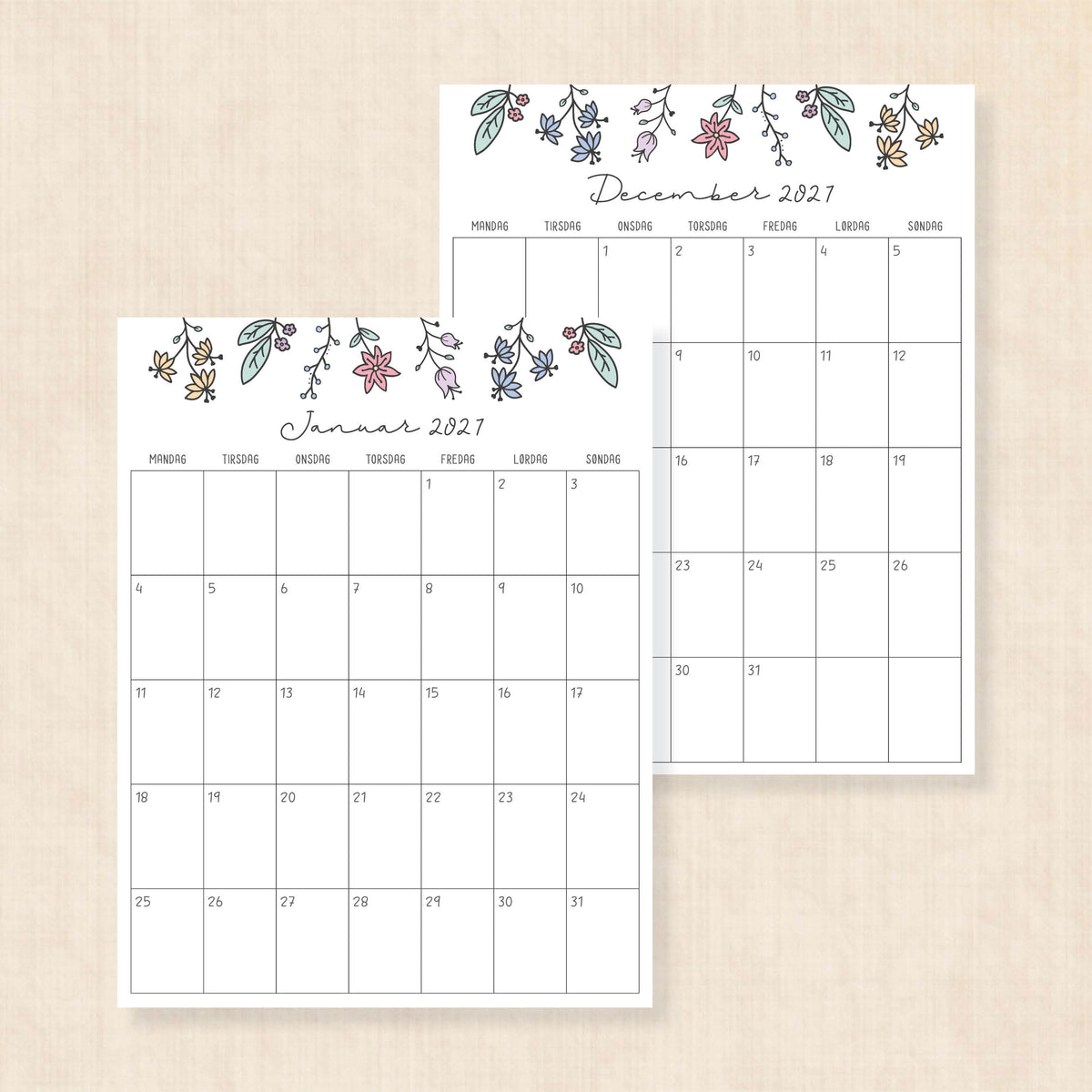 Kalender 2027 print selv