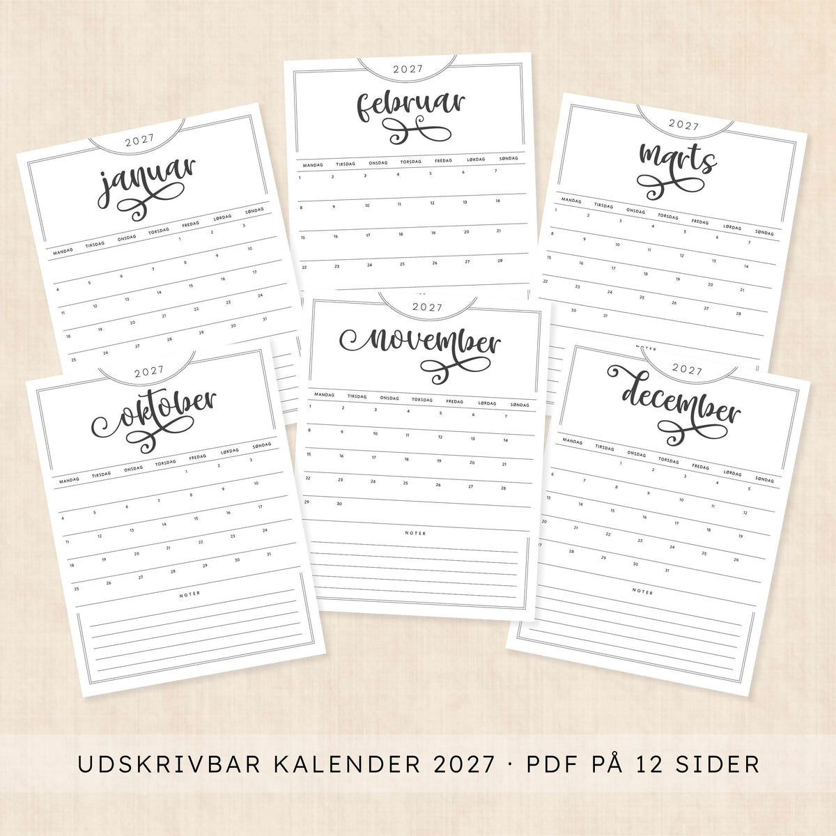Kalender 2027 print selv