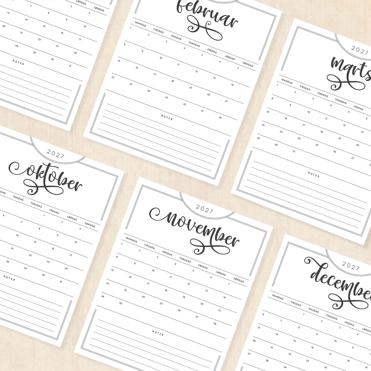 Kalender 2027 print selv