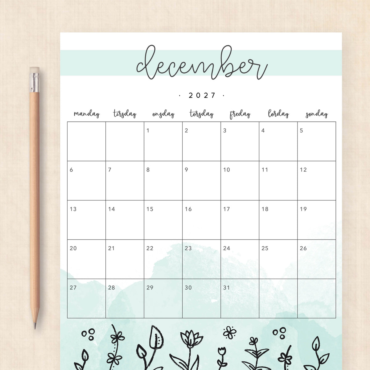 Kalender 2027 print selv