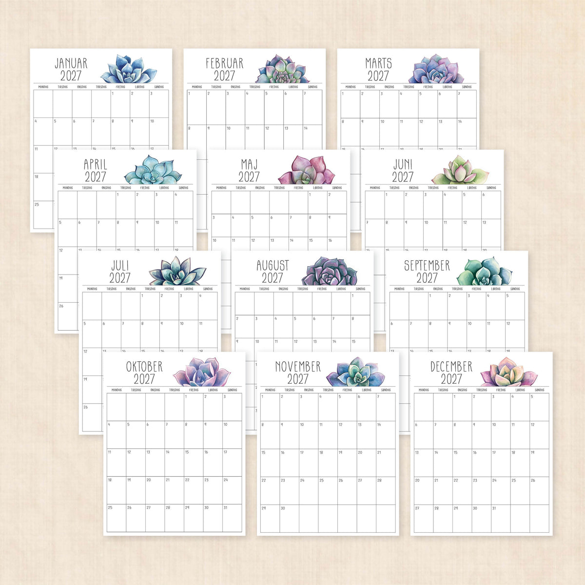Kalender 2027 print selv