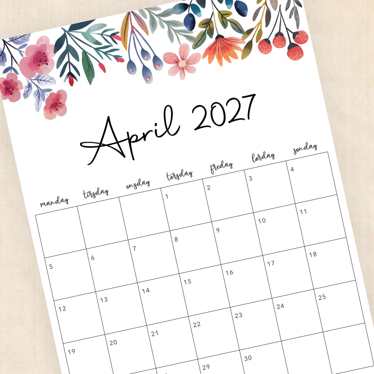 Kalender 2027 print selv