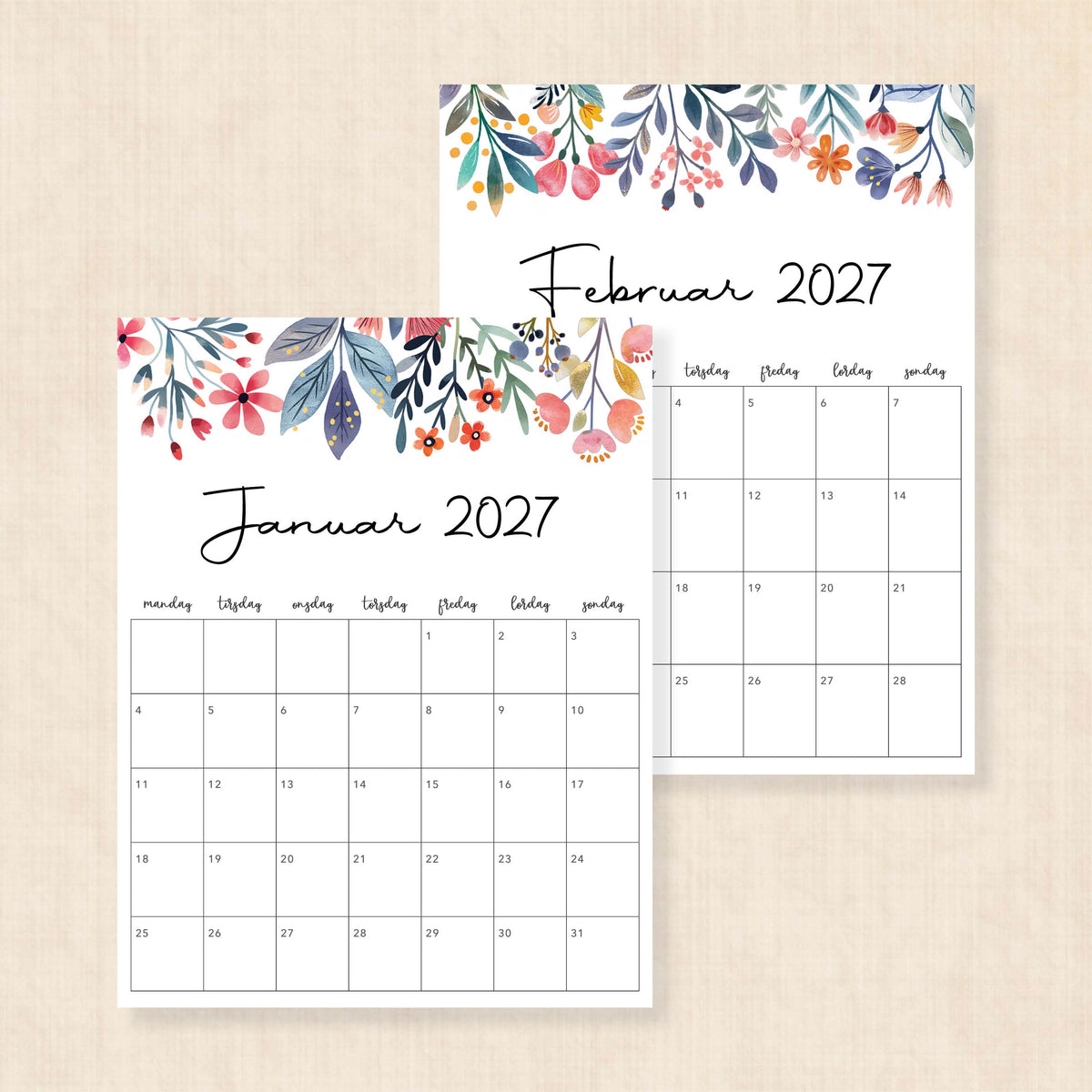 Kalender 2027 print selv