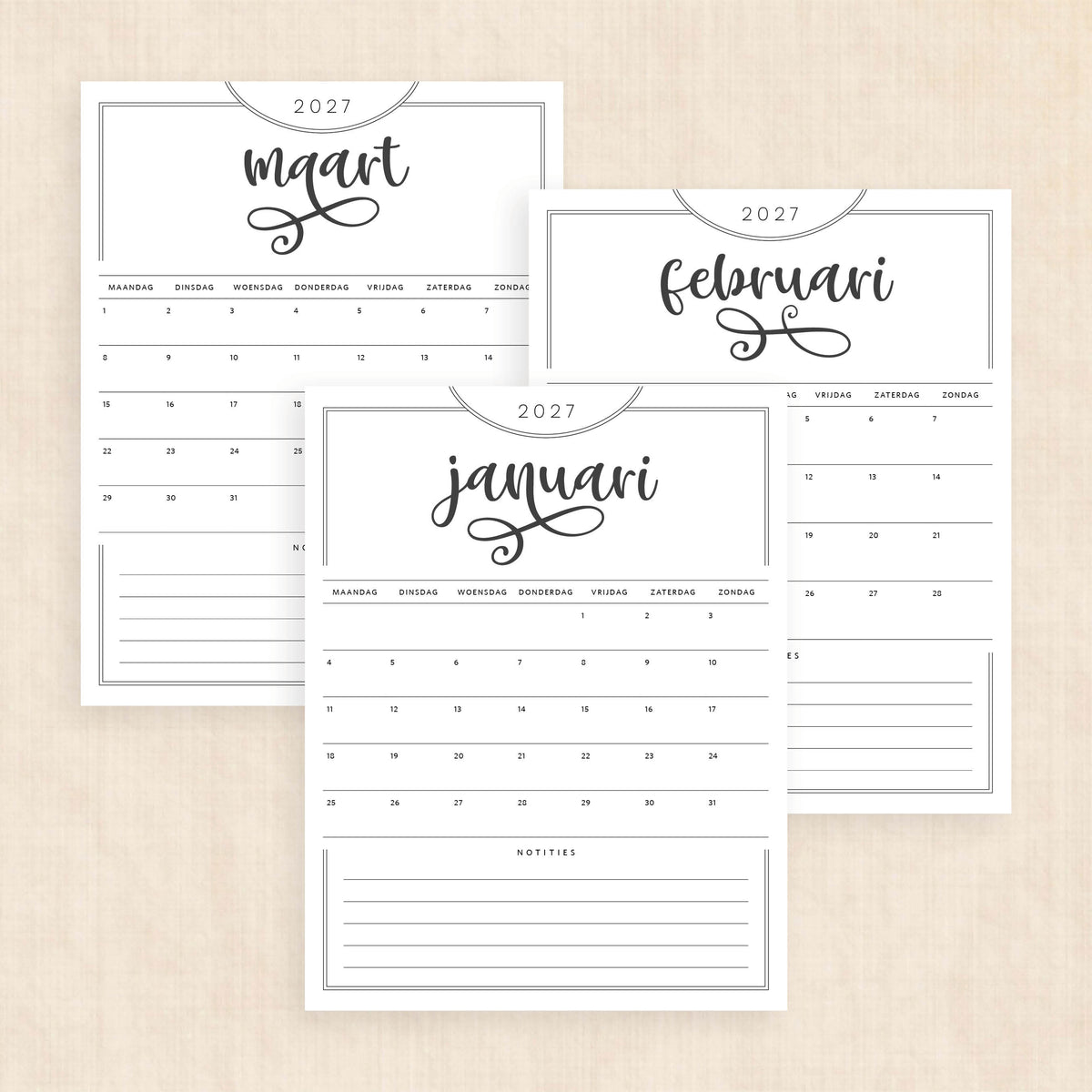 kalender 2027 printen