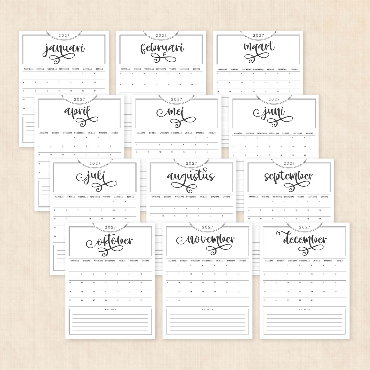 kalender 2027 printen