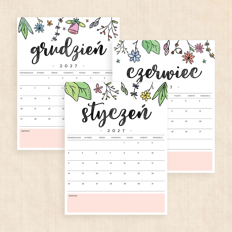kalendarz 2027 do druku