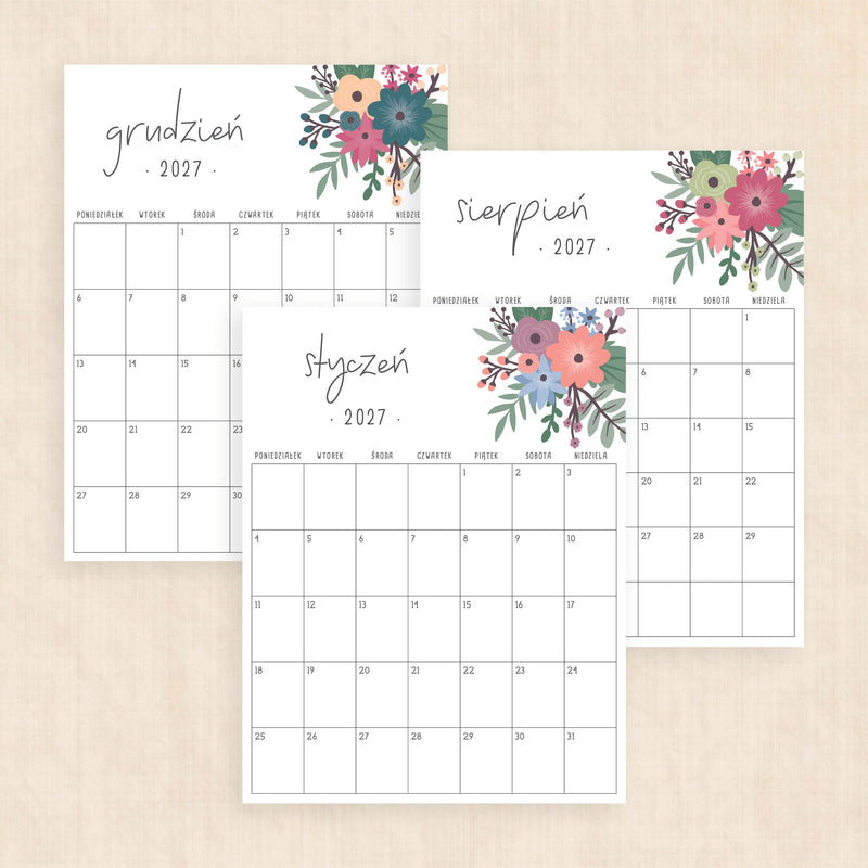 kalendarz 2027 do druku