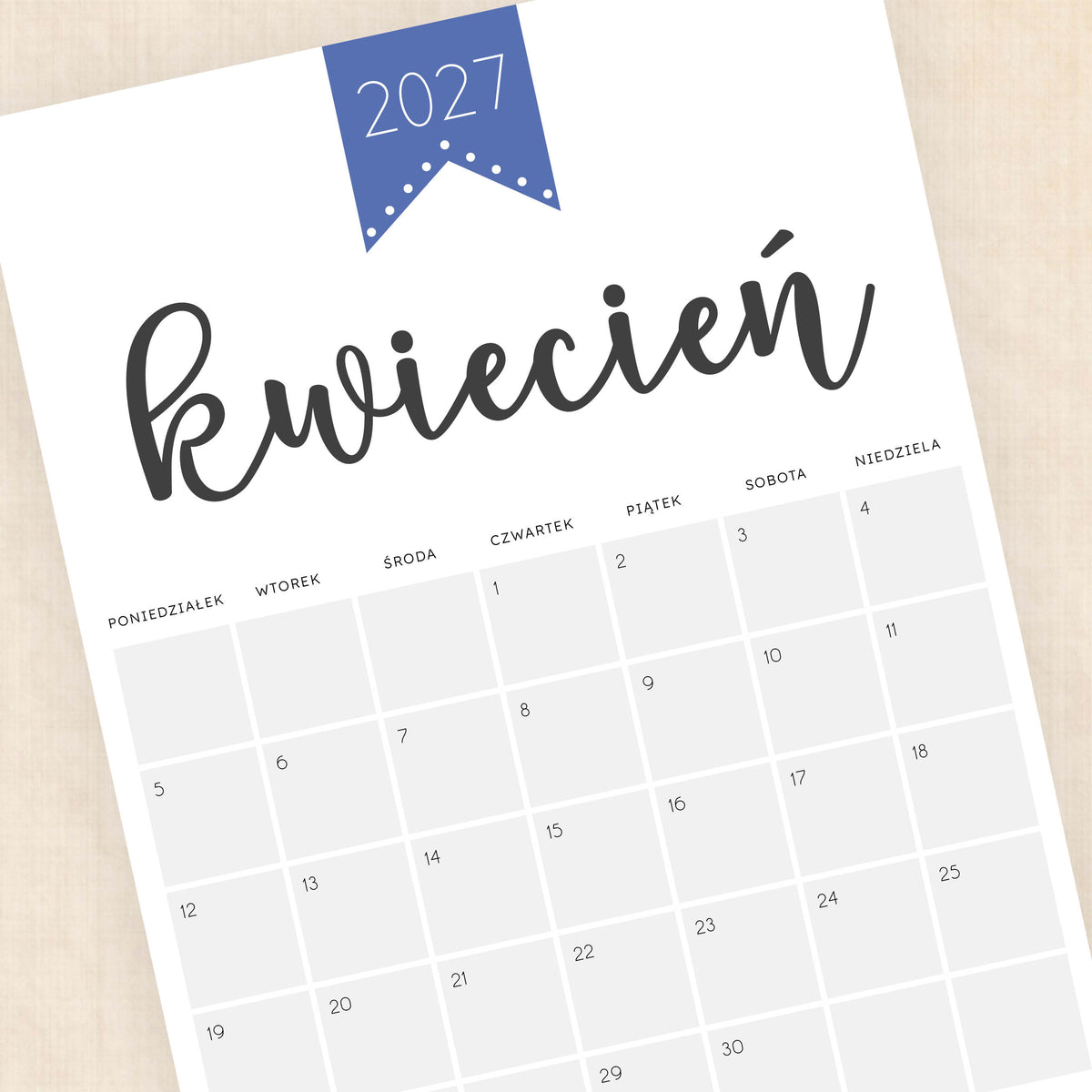 kalendarz 2027 do druku