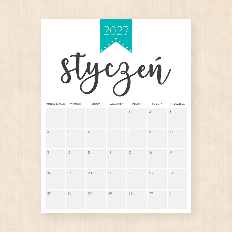 kalendarz 2027 do druku