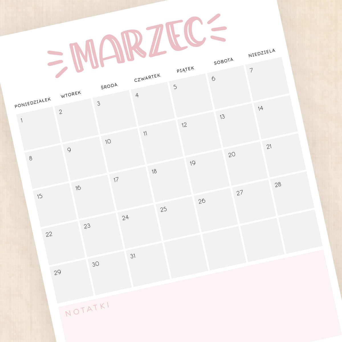 Kalendarz 2027 do druku