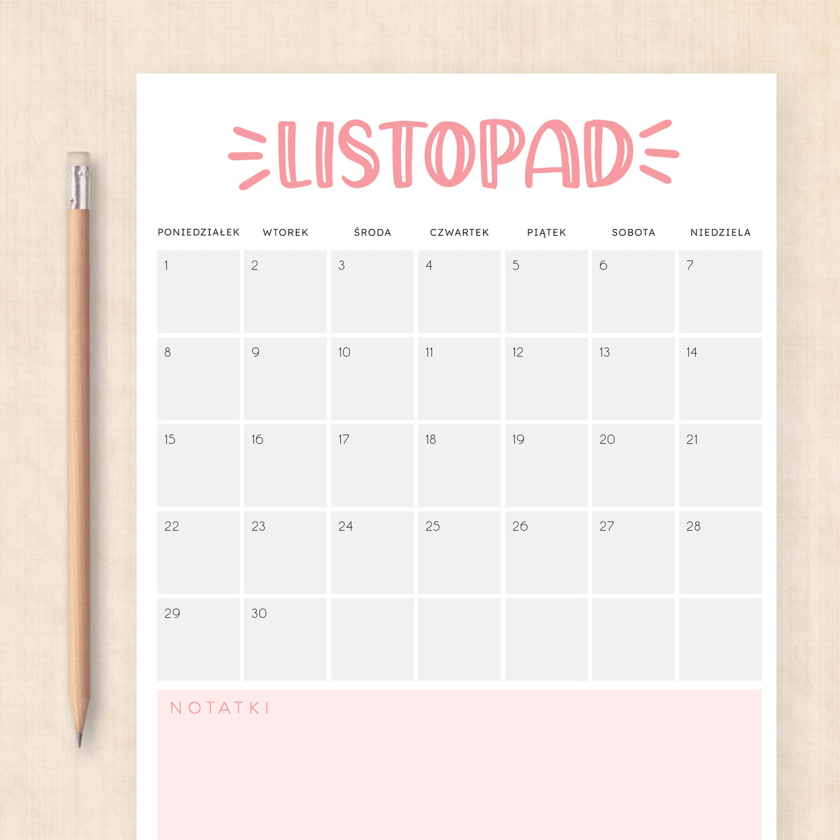 Kalendarz 2027 do druku