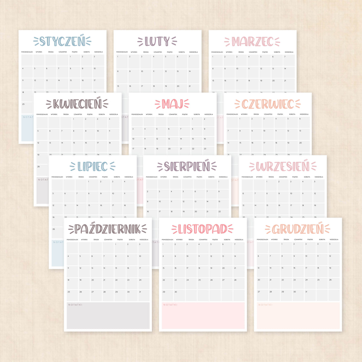 Kalendarz 2027 do druku