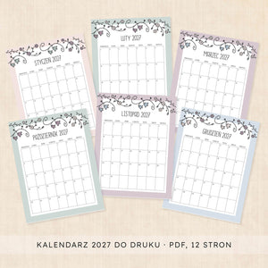 Kalendarz 2027 do druku