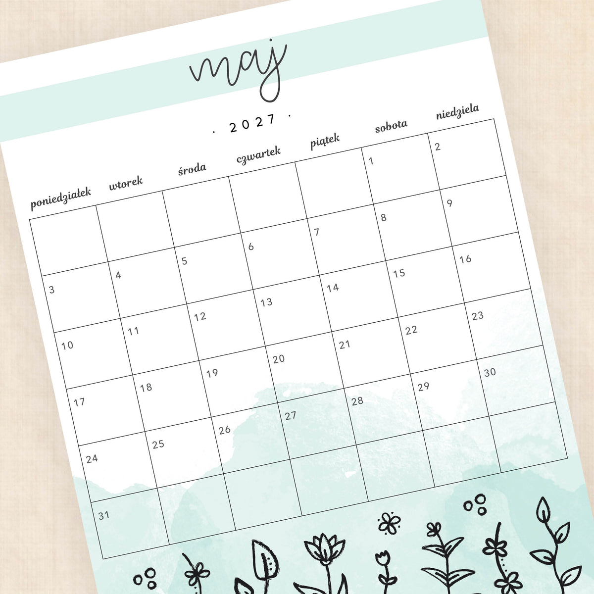 Kalendarz 2027 do druku