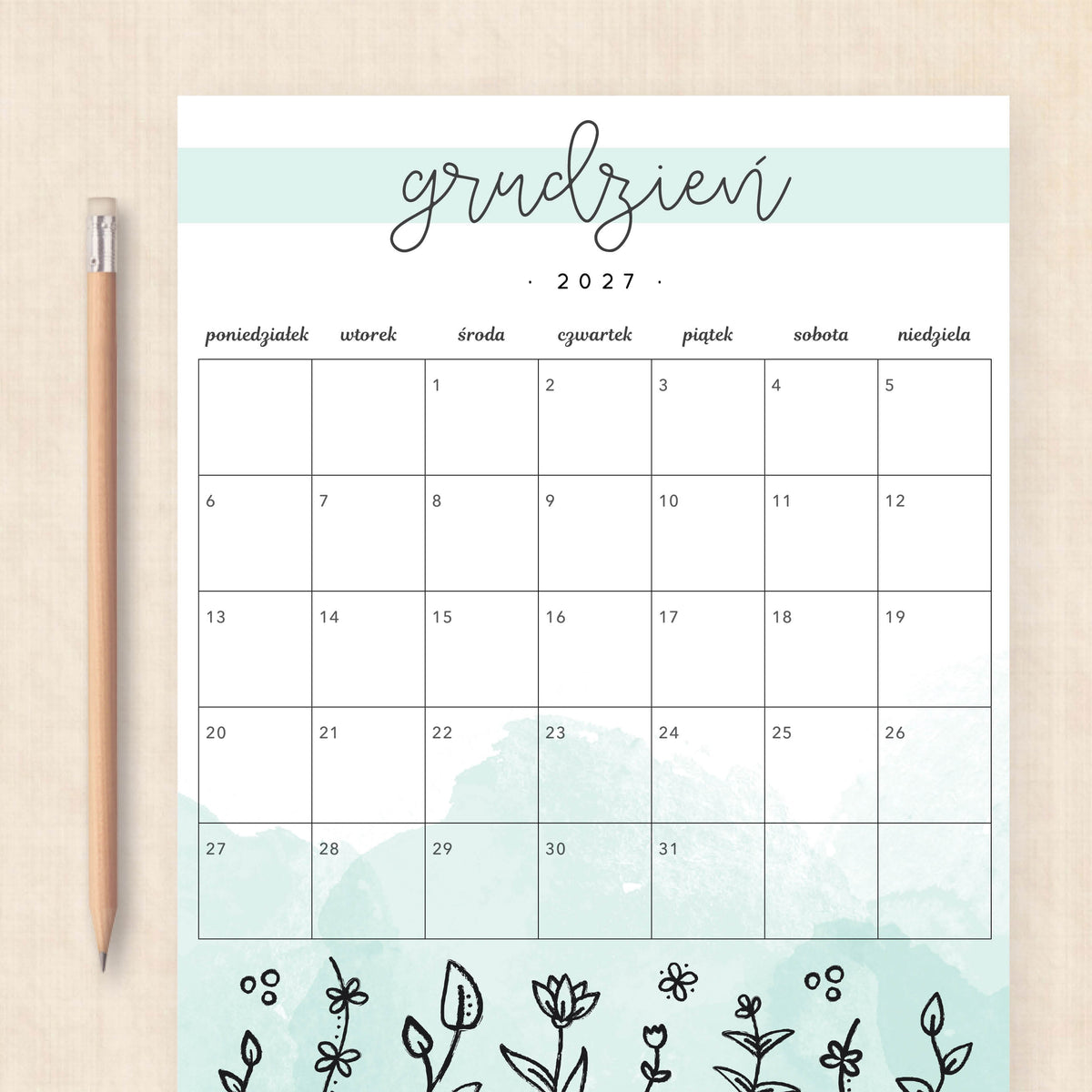 Kalendarz 2027 do druku