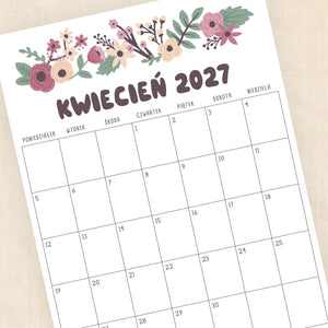 Kalendarz 2027 do druku