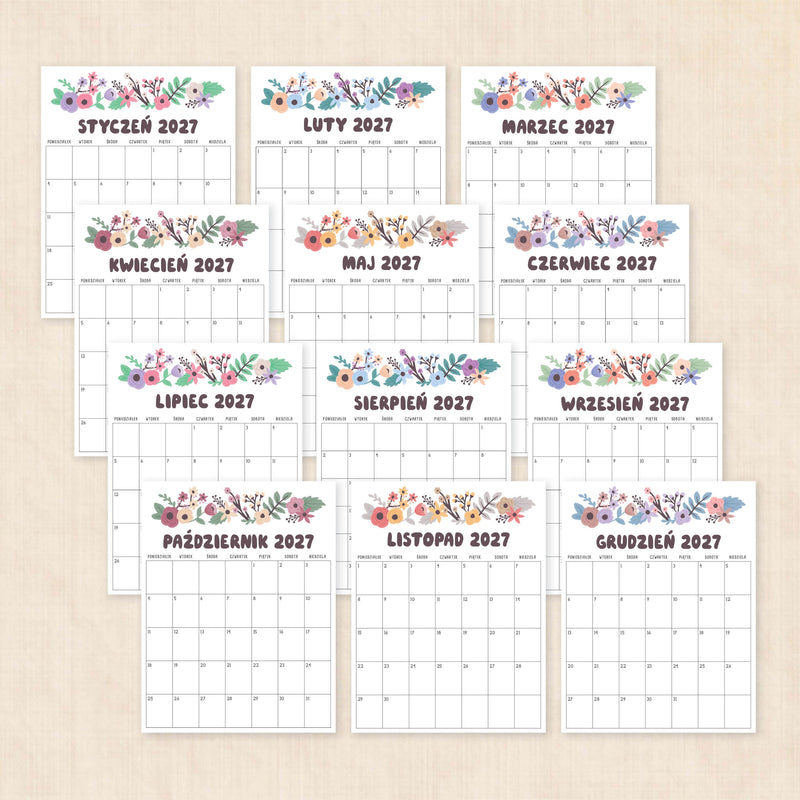 Kalendarz 2027 do druku