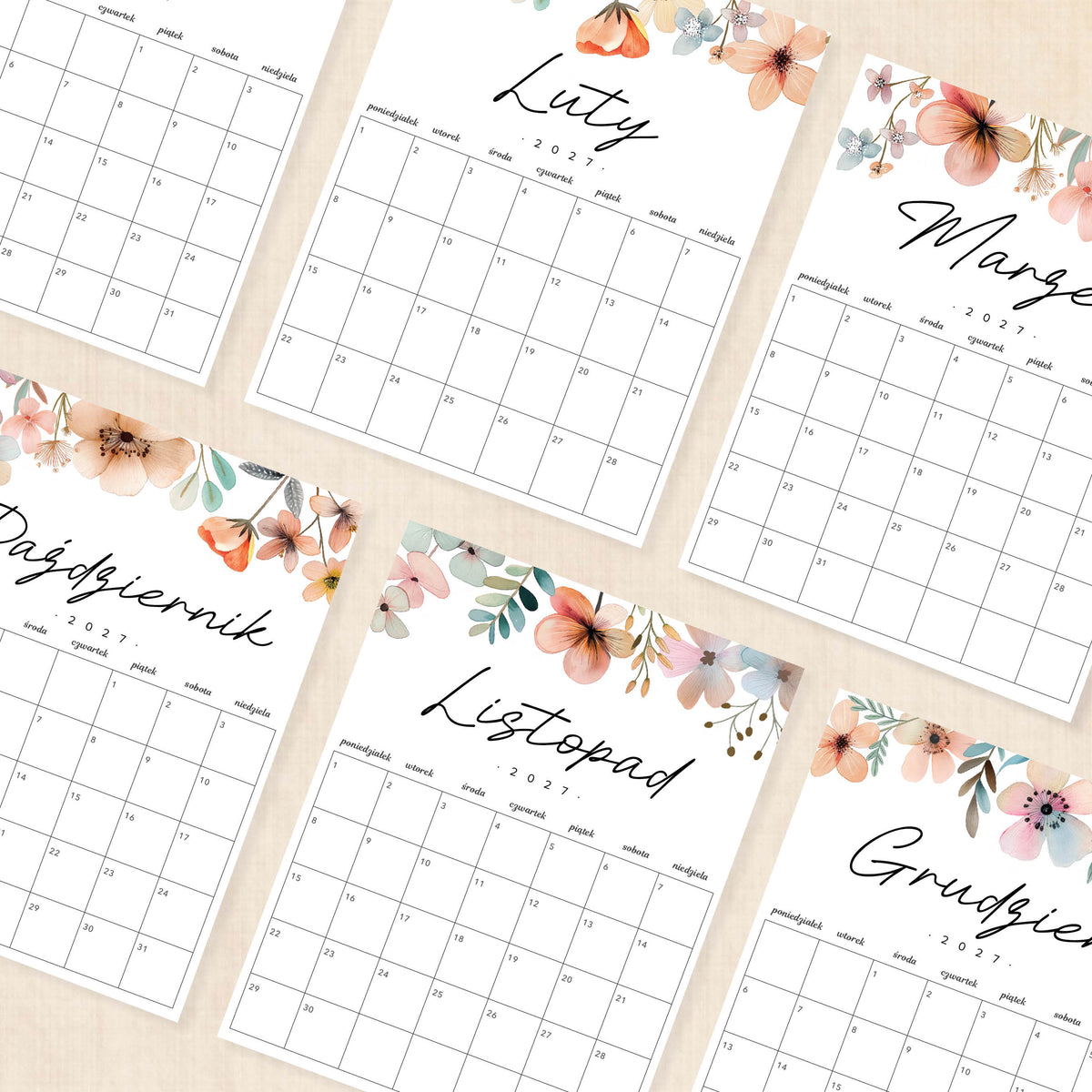 Kalendarz 2027 do druku