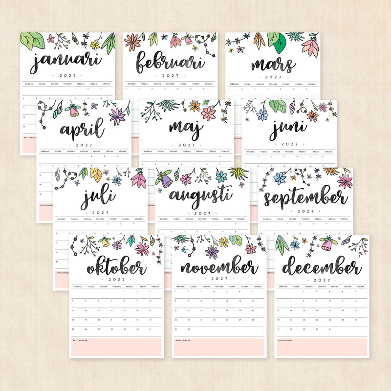 kalender 2027 utskrift