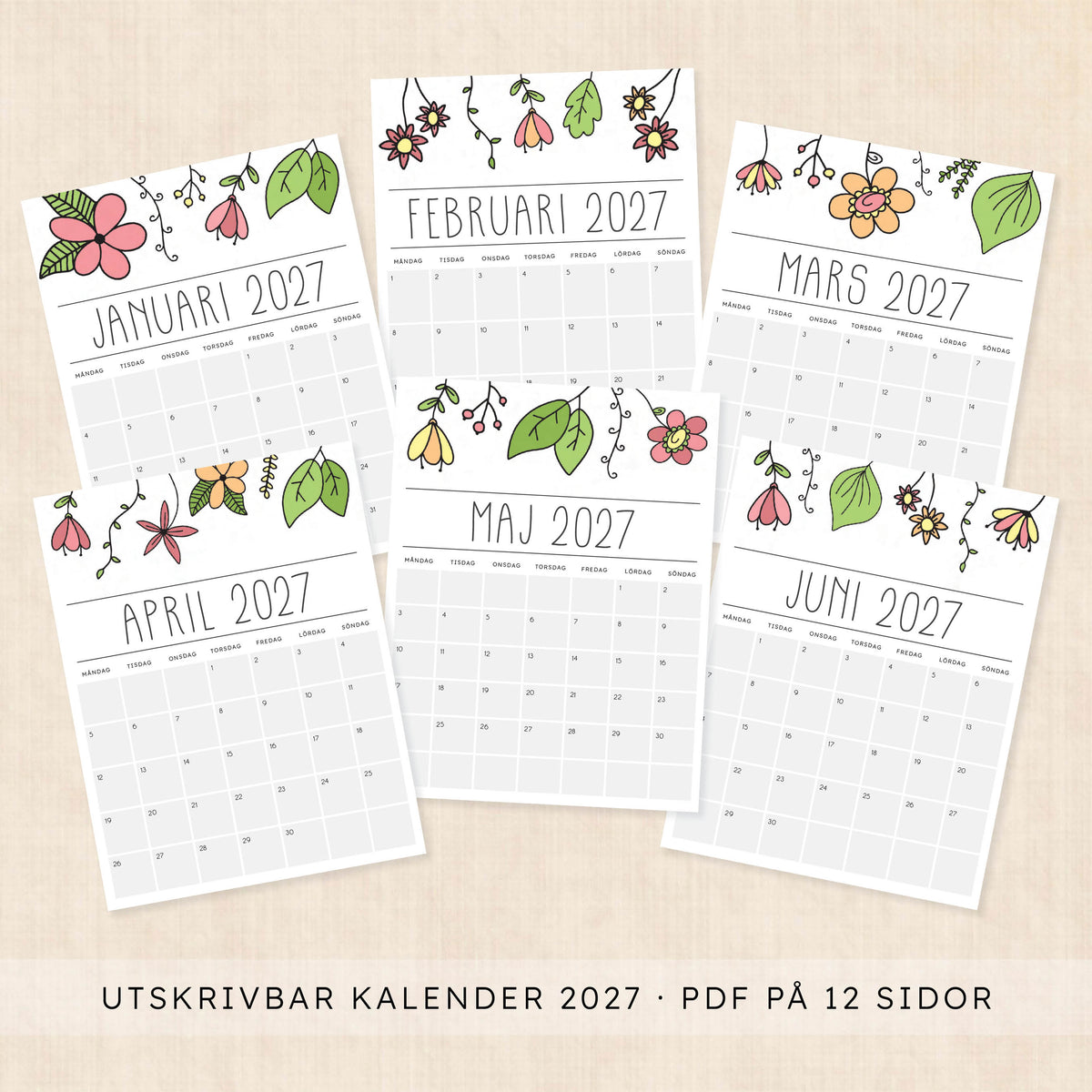 Kalender 2027 att skriva ut