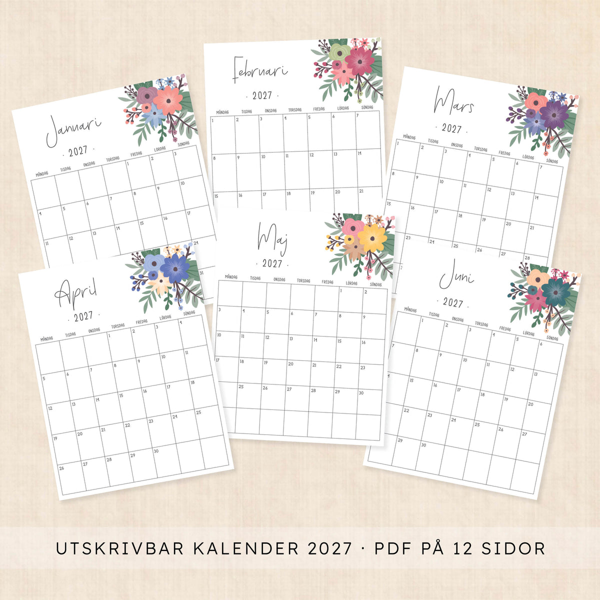 Kalender 2027 att skriva ut