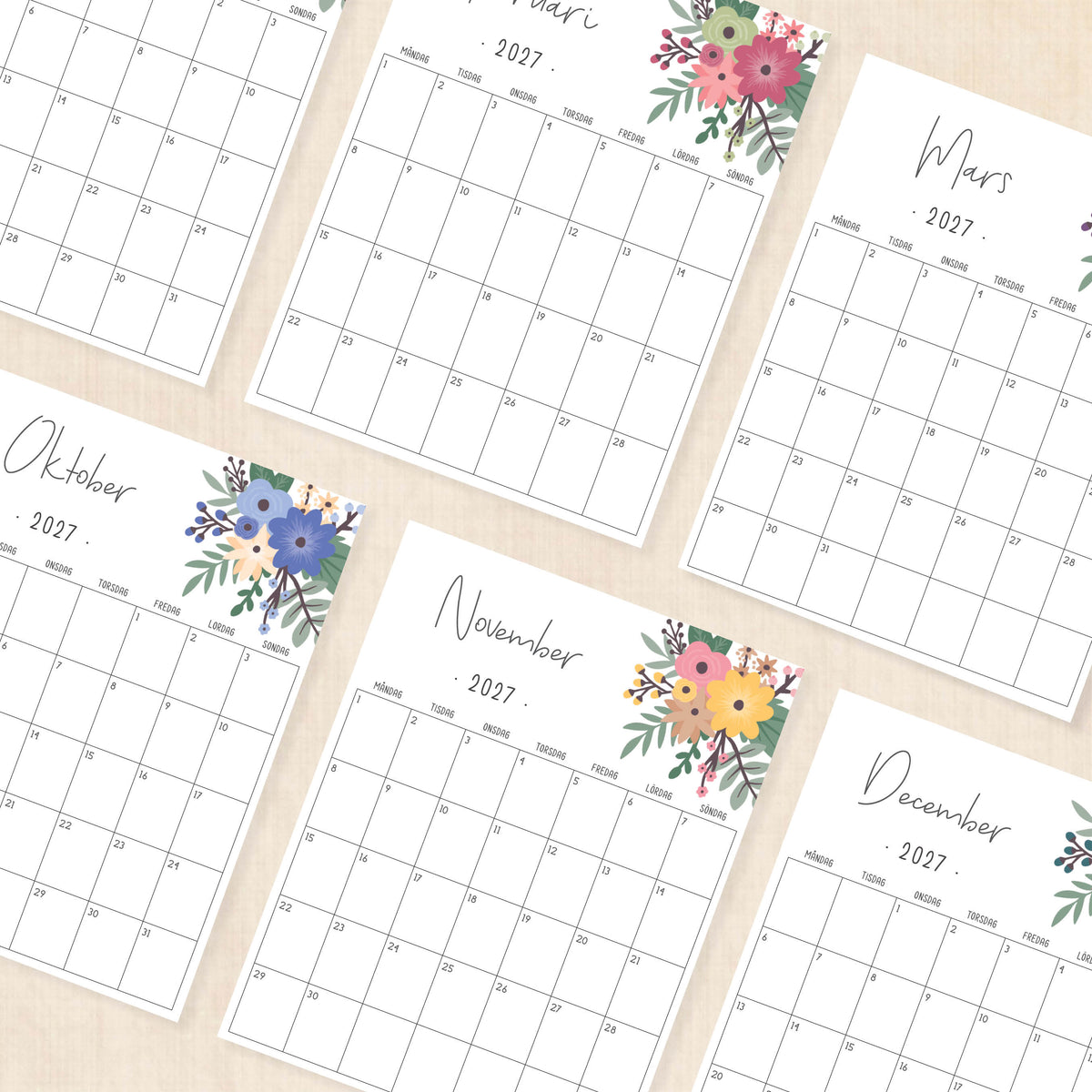 Kalender 2027 att skriva ut