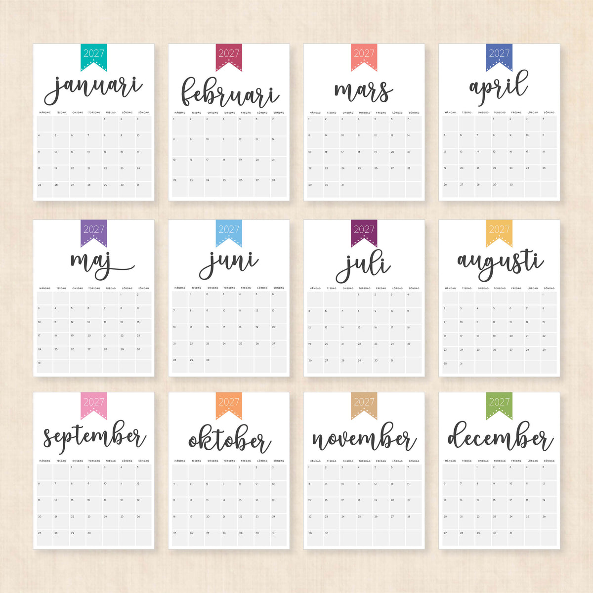 kalender 2027 utskrift
