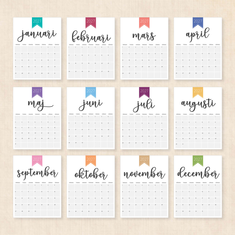 kalender 2027 utskrift