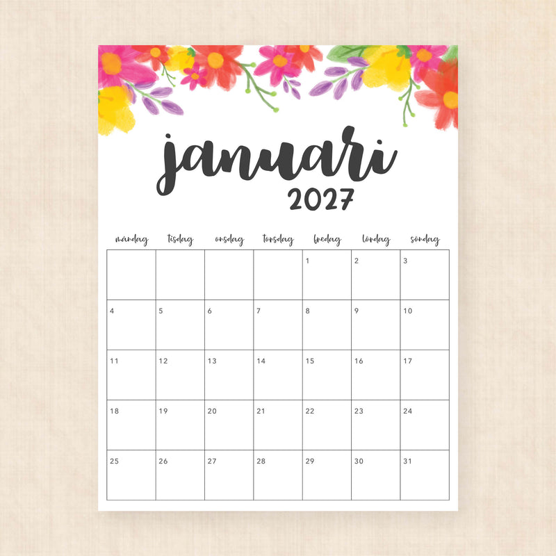kalender 2027 utskrift